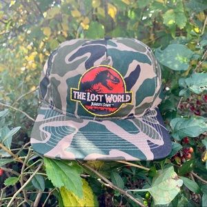 Vintage Jurassic Park Movie Camo Snap Back Hat